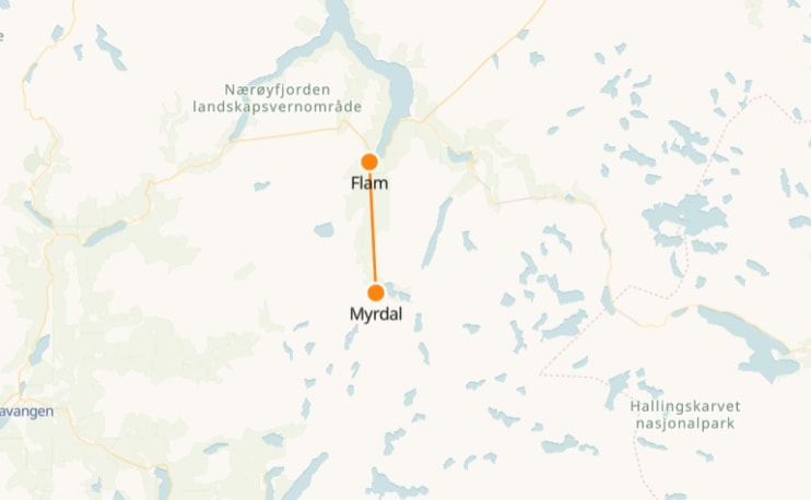 Plan des trains Myrdal à Flam